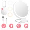 20X/1X Double-Sided Magnifying Makeup Mirror With Light Rechargeable Travel Makeup Mirror With 3 Colors Dimmable Brightness Adjustable Stand Vanity Ta