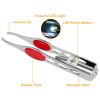 LED Eyebrow Tweezer Stainless Steel Make Up Tweezer w/ LED Light Rubber Finger Pads For Eyebrow Eyelash Hair Removal