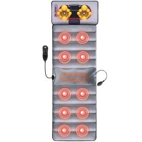 Full Body Electric Massage Mat with Heat Vibration Massage Pad Cushion Back Massage Mattress Chair Pad with Neck Massage Pillow with 10 Vibration Moto (Option: 5081)