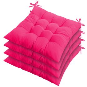 4Pcs Chair Cushion Pads Pillow 17.72x17.72x2.37in Soft Tie On Square Sitting Mats For Home Office Car Sitting Travel (Option: RoseRed)