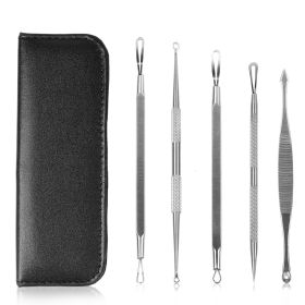 5 Pcs Blackhead Remover Kit Pimple Comedone Extractor Tool Set Stainless Steel Facial Acne Blemish Whitehead Popping Zit Removing for Nose Face Skin C (Option: None)