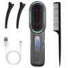 Cordless Hair Straightener Brush Rechargeable Mini Styling Comb with 4 Heating Levels Blue Light Sterilization Single press Stray Hair Removal 20Mins