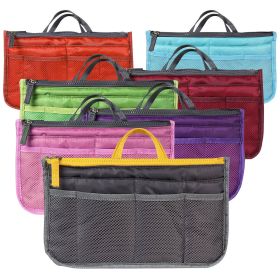 Women Lady Travel Insert Handbag Organiser Makeup Bags Toiletry Purse Liner w/Hand Strap (Option: Purple)